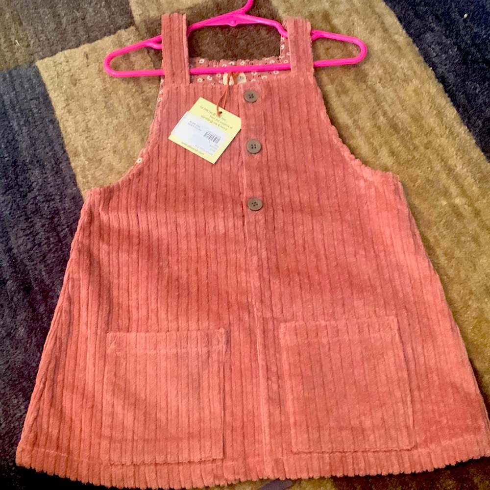 NWT Ellie H Cute pink corduroy overall skirt, dress, new, 4 years, 4T